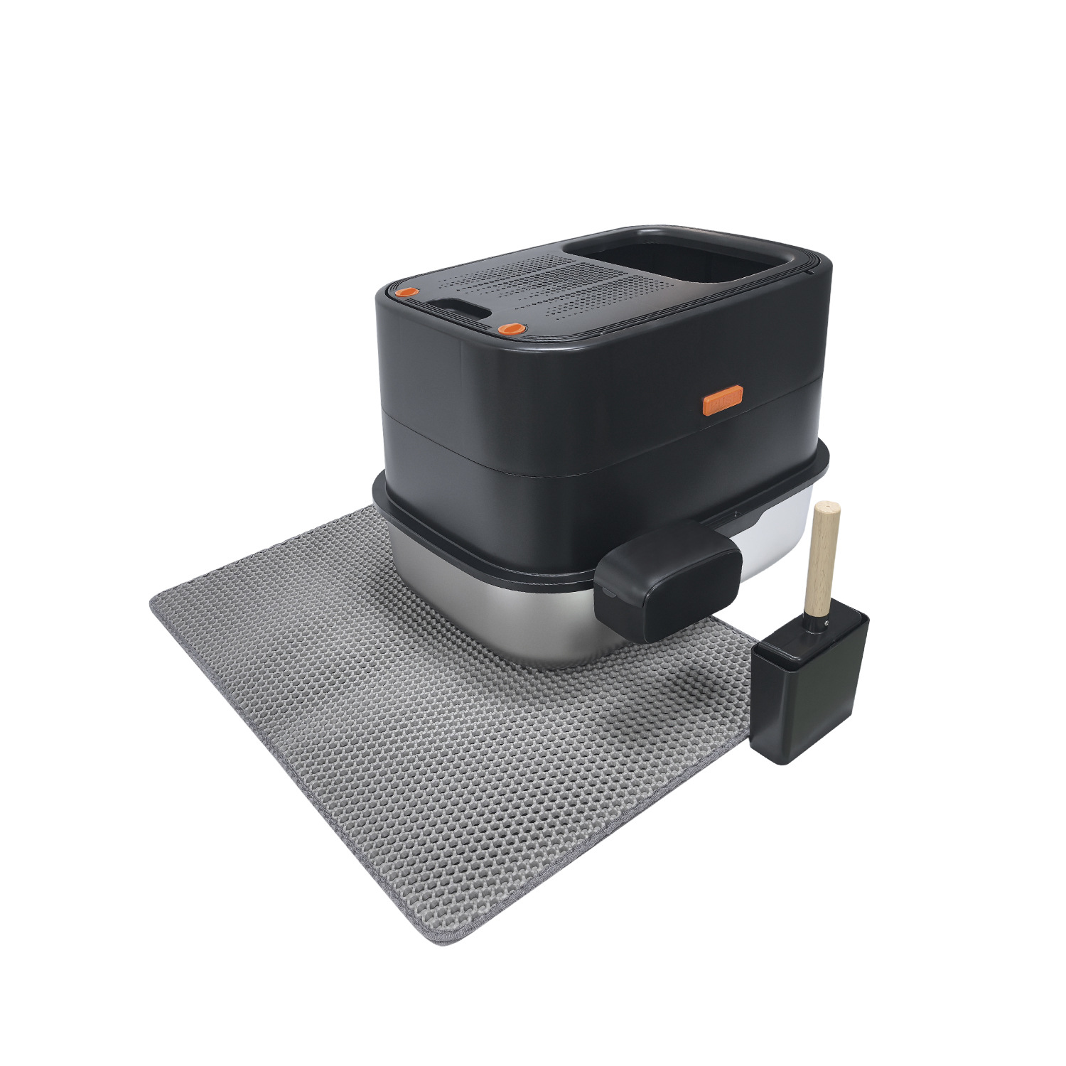 Съемный полностью закрытый кошачий туалет из нержавеющей стали, очень большой кошачий туалет с откидной крышкой, защитой от брызг и запаха